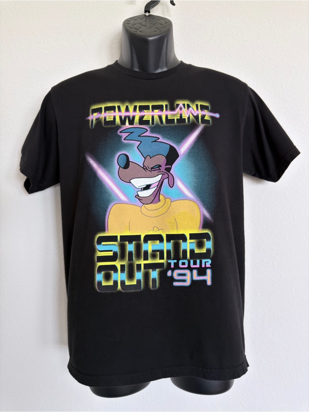 Disney Powerline Stand Out Tour 1994 Goofy Movie Graphic Black Tee Unisex Size M